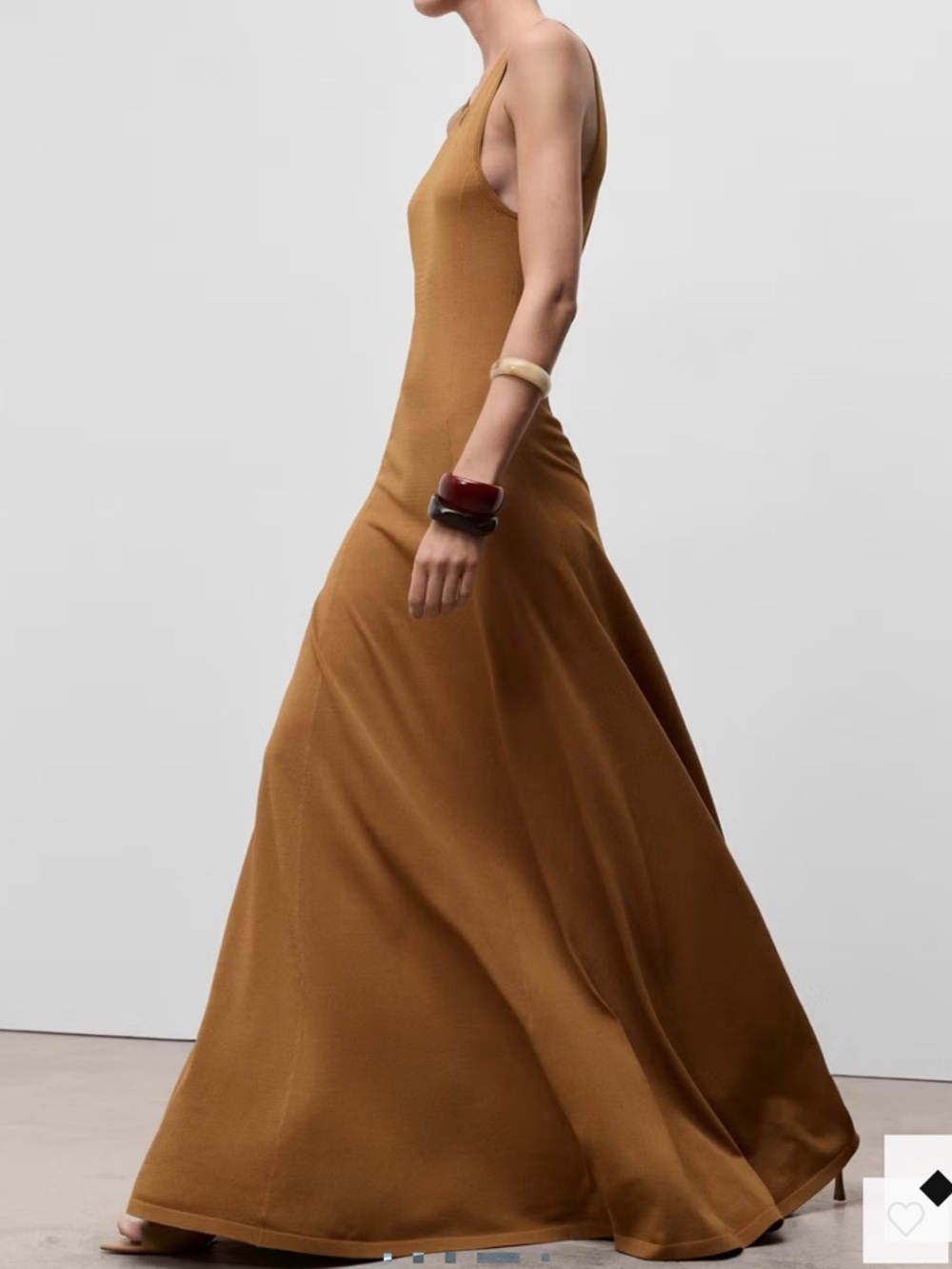 Mango Sleeveless Maxi Dress in Camel Brown KNIT LONG DRESS 4082 - Picture 4 of 6